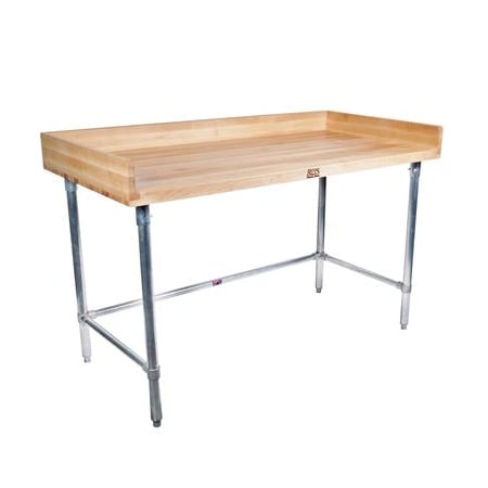 Bk Resources Hard Maple Bakers Top Table, Stainless Open Base, Oil Finish 72"Lx30"W MBTSOB-7230